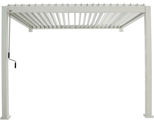 Pergola avec toit à lamelles 3x3 châssis greyish avec système d'ombrage vertical (fixation murale) Pergola avec toit à lamelles 3x3 châssis greyish avec système d'ombrage vertical (fixation murale)