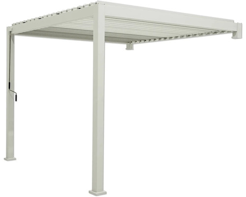 Pergola autoportante en aluminium avec toit à lamelles et manivelle