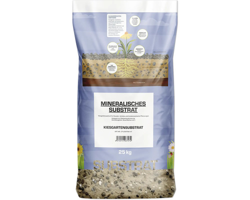 Mineralisches Kiesgartensubstrat 0 - 16 mm 25 kg beige Mineralisches Substrat in einem 25 Kilogramm Sack für Kiesgärten
