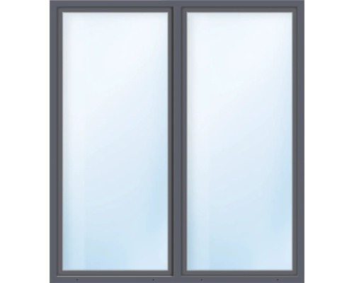 Fenêtre plastique ARON Basic+ 2 vantaux (battant/oscillo-battant) avec poteau mobile (têtière) verre de sécurité trempé 155x190 cm RAL 7016 gris anthracite tirant gauche