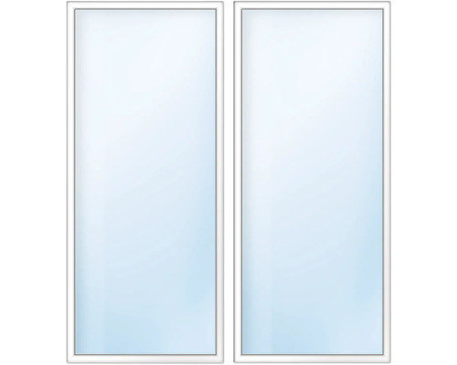 Fenêtre plastique ARON Basic+ 2 vantaux (battant/oscillo-battant) avec poteau mobile (têtière) verre de sécurité trempé 140x190 cm RAL 9016 blanc signalisation