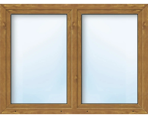 ARON Basic+ Kunststofffenster 2 Flügelig (Dreh/Dreh-Kipp) mit beweglichem Pfosten (Stulp) 100x50 cm Golden Oak