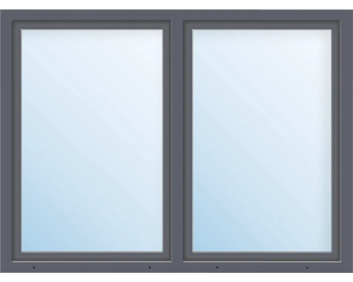 ARON Basic+ Kunststofffenster 2 Flügelig (Dreh/Dreh-Kipp) mit beweglichem Pfosten (Stulp) 100x50 cm RAL 7016 anthrazitgrau