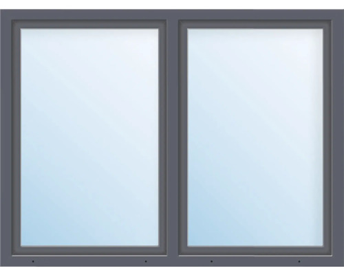 ARON Basic+ Kunststofffenster 2 Flügelig (Dreh-Kipp/Dreh-Kipp) mit festem Pfosten 100x50 cm RAL 7016 anthrazitgrau