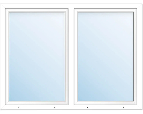 ARON Basic+ Kunststofffenster 2 Flügelig (Dreh/Dreh-Kipp) mit beweglichem Pfosten (Stulp) ESG 100x140 cm RAL 9016 verkehrsweiß