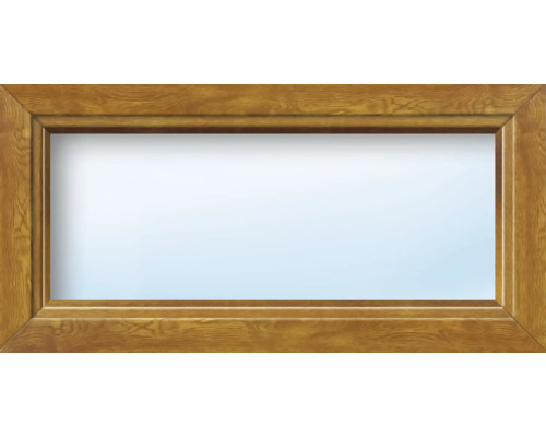 ARON Basic+ Kunststofffenster Festelement 110x100 cm Golden Oak (Förderfähig) Holzfensterrahmen