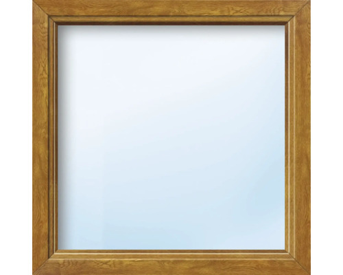 ARON Basic+ Kunststofffenster Festelement 95x100 cm Golden Oak (Förderfähig) Rechteckiger Fensterrahmen aus Holz