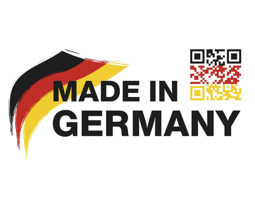 Fabriqué en Allemagne, sceau avec drapeau allemand et code QR
