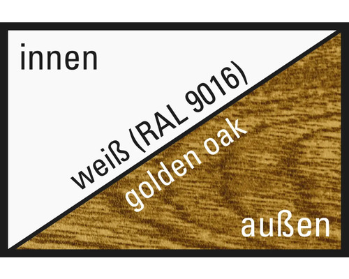 Innenbereich Weiß RAL 9016 und Außenbereich Goldene Eiche