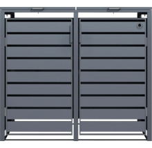 Doppelte Mülltonnenbox mit horizontalen Latten