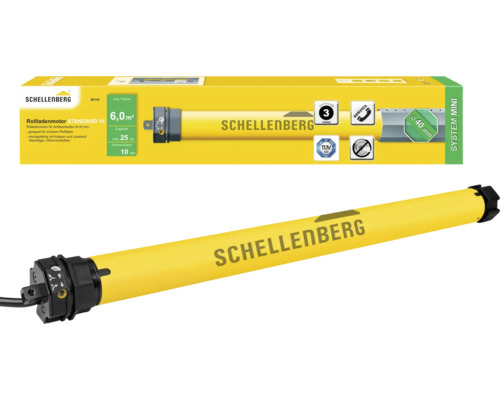 Moteur tubulaire STANDARD Mini 10 Nm Schellenberg 20110 force de traction 25 kg Moteur de volet roulant Schellenberg avec emballage