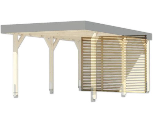 Carport aus Holz mit Lamellenwand