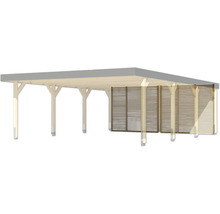 Holzcarport mit Lamellenwand für den Garten