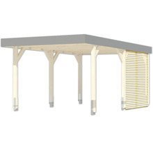 Holzcarport mit Flachdach und Sichtschutz