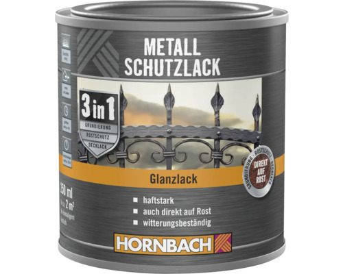 Peinture de protection pour métaux, finition brillante, boîte de 250 ml, marque Hornbach