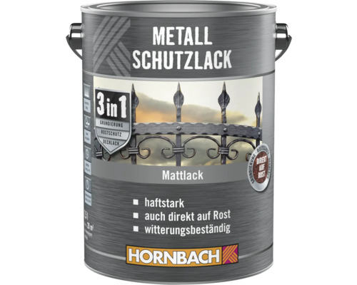 Peinture de protection pour métaux, boîte de 1,5 litre pour apprêt, protection contre la rouille et laque de finition de Hornbach