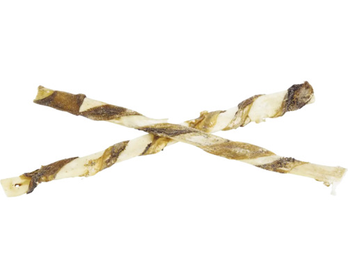 Deux bâtonnets à mâcher torsadés croisés pour chiens