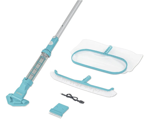 Kit de nettoyage de piscine Bestway avec épuisette, brosse, racloir et câble de charge