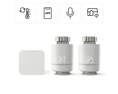 Intelligentes Heizkörperthermostat-Set mit zwei Thermostaten und einer Steuereinheit