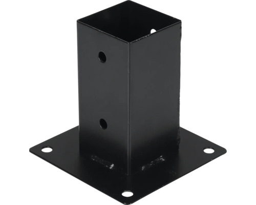 Douille à visser Starx type SB 70x70 mm noir Support de poteau métallique avec base carrée et trous de fixation