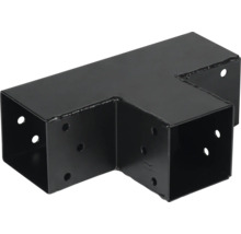 Connecteur de poteau en T noir en métal avec trous de fixation pour les constructions en bois