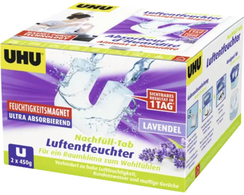UHU airmax Nachfülltabs für Ambiance lavendel 2x 450 g Uhu Luftentfeuchter Nachfüllpackung mit Lavendelduft, zwei mal 450 Gramm