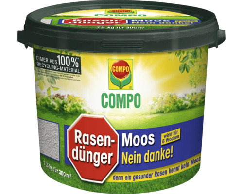 Compo engrais gazon Moos Non merci dans un seau, 7,5 kilogrammes pour 300 mètres carrés