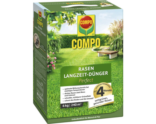 COMPO Engrais gazon longue durée, paquet pour l''entretien du gazon
