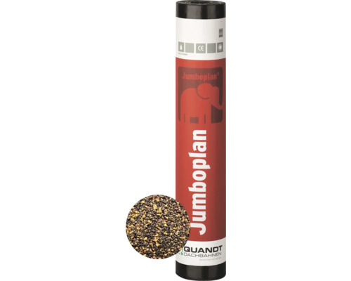 Rolle Dachbahn mit Jumboplan Aufdruck und Detailansicht der Beschaffenheit