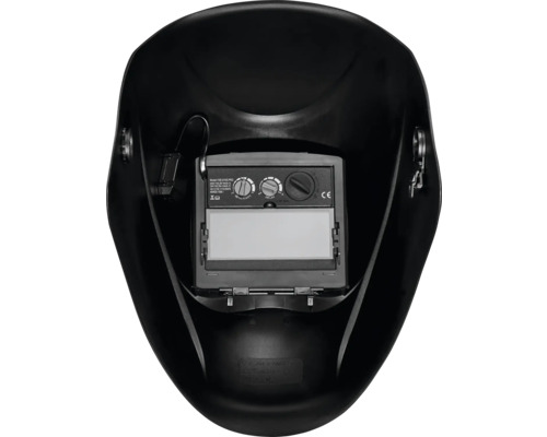 Intérieur d''un masque de soudure noir avec fenêtre de visualisation et boutons de réglage