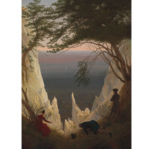 Peinture Falaises de craie sur Rügen de Caspar David Friedrich avec des arbres et des personnes