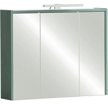 Spiegelschrank Lovis 74,5 x 16 x 62,7 cm grün 3-türig LED
