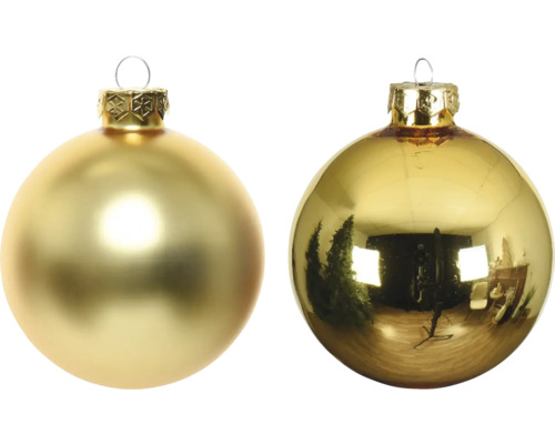 Weihnachtsbaumkugeln Glas Ø 6 cm gold 10 Stück Zwei Christbaumkugeln für die Weihnachtsdekoration