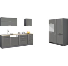Cuisine complète Held Möbel sans appareils Mailand 390 cm gris haute brillance démontée variante réversible 636.1.6211