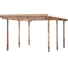 Carport en bois avec poteaux et structure de toit