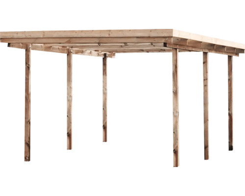 Carport en bois avec poteaux et structure de toit