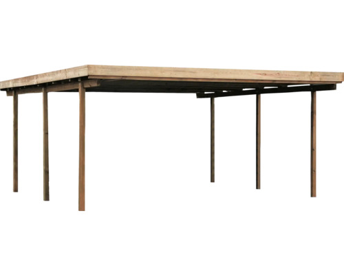 Abri de voiture en bois indépendant avec toit plat.