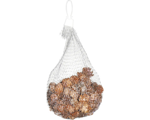 Weihnachtsdekoration Naturzapfen mit Schnee Zapfen in einem Netz