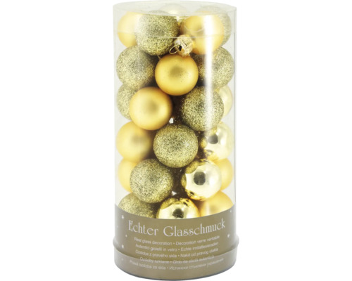 Weihnachtsbaumkugeln Glas Ø 2,5 cm gold 35 Stück Goldene Christbaumkugeln aus Glas im Set