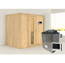 Sauna avec poêle, pierres et unité de commande