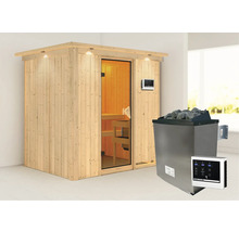 Sauna avec poêle de sauna et commande