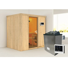 Sauna avec poêle de sauna et commande