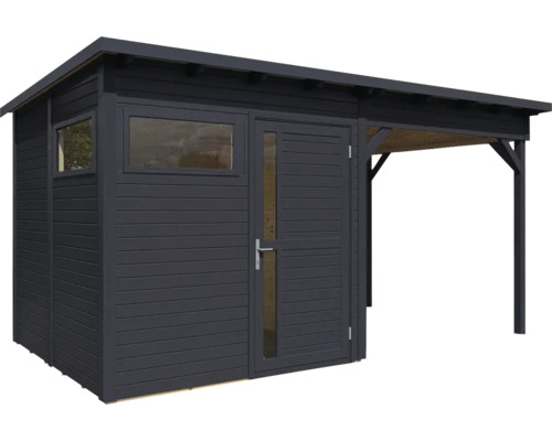 Abri de jardin en bois avec fenêtre et auvent