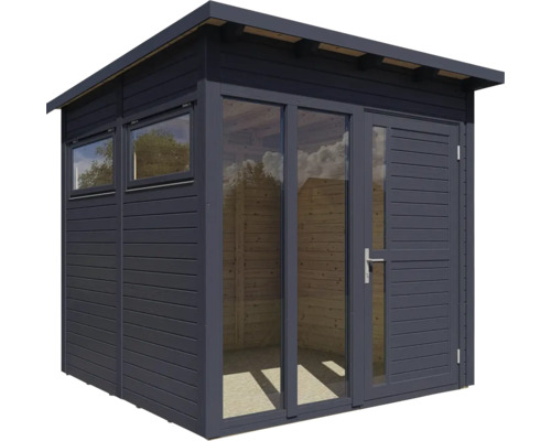 Gartenhaus aus Holz mit Fenstern und Tür