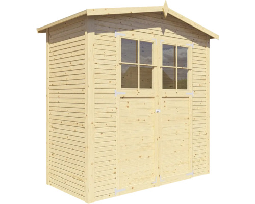 Abri de jardin en bois avec double porte et fenêtres
