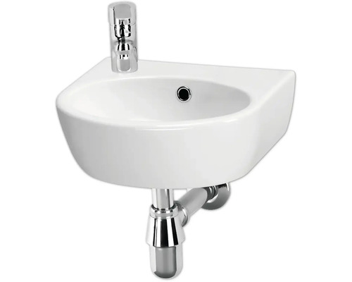 Lavabo en céramique avec robinet et siphon