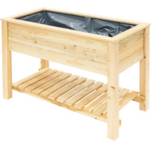 Jardinière surélevée en bois avec espace de rangement et film de plantation