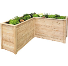 Jardinière surélevée en bois avec laitue et légumes