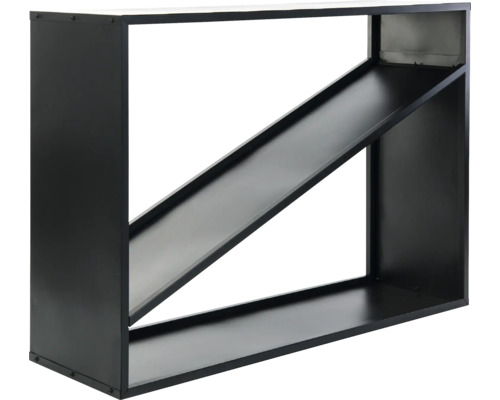 Schwarzes Wandregal mit diagonalem Fach