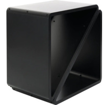 Schwarzes Regalmodul aus Metall mit diagonalem Fach